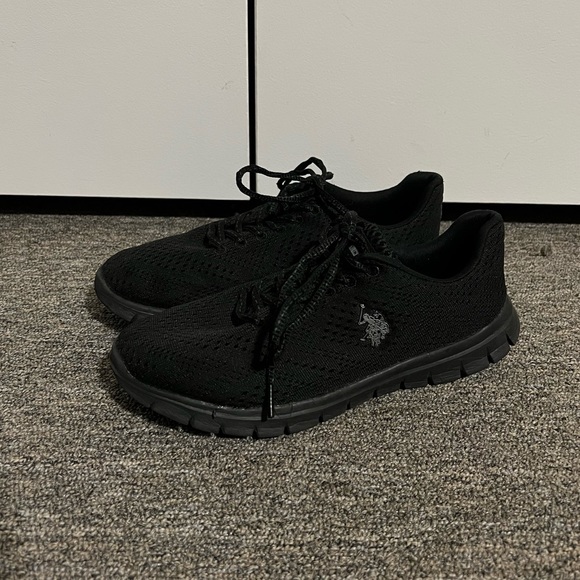 U.S. Polo Assn. Shoes | U.S. Polo Assn Black Lace Up Logo Running Sneakers Size 7.5 US | Color: Black | Size: 7.5 | Gzukz's Closet